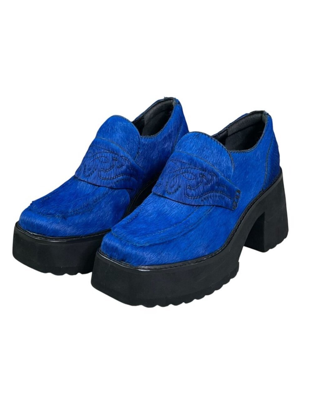 Farm Rio Royal Blue Platform Loafers Size 8